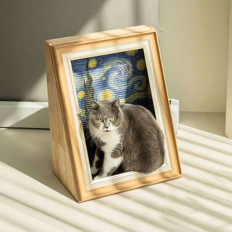 Wooden Art Cat Scratcher House