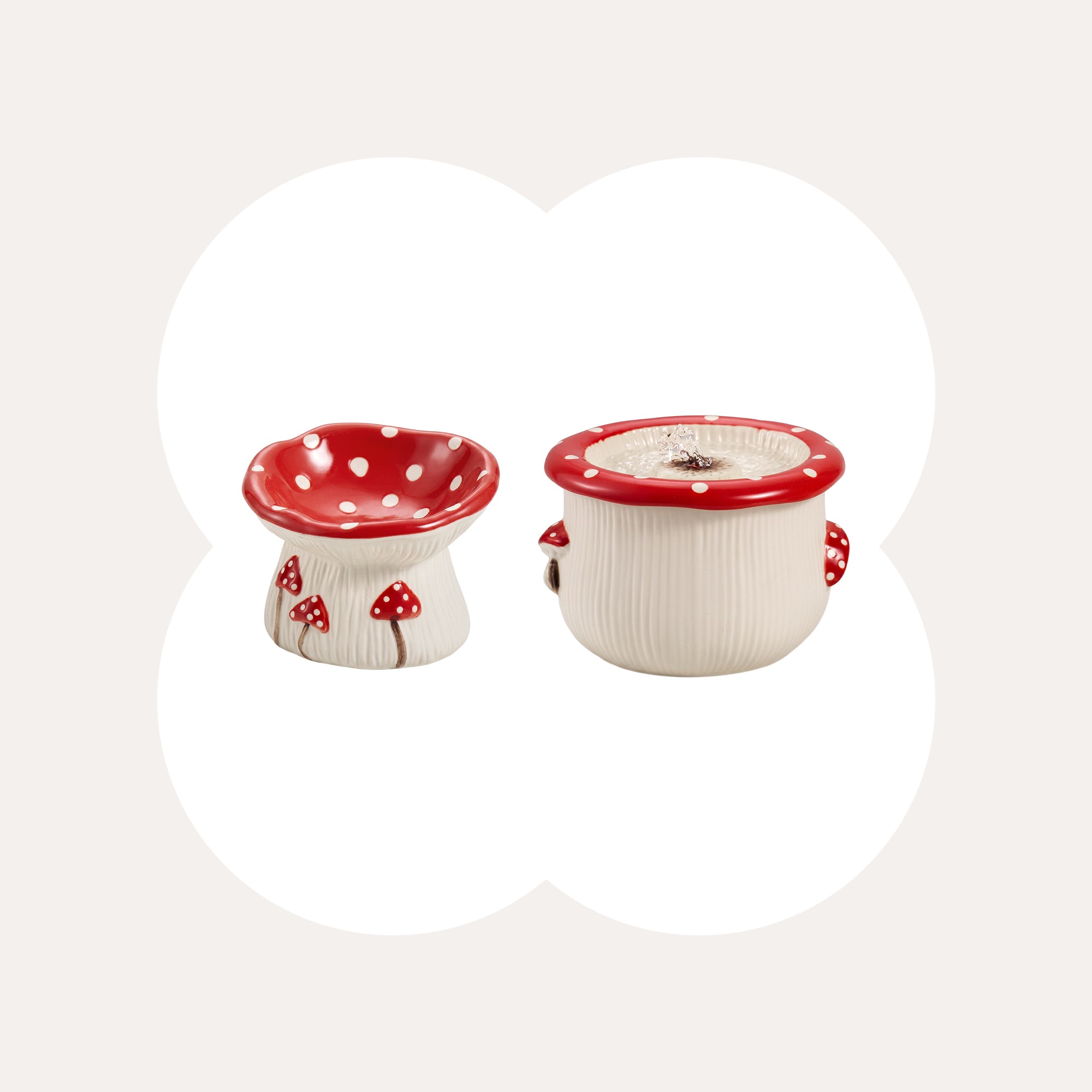 3.4oz Mushroom Picnic Ceramic Cat Bowl