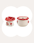3.4oz Mushroom Picnic Ceramic Cat Bowl