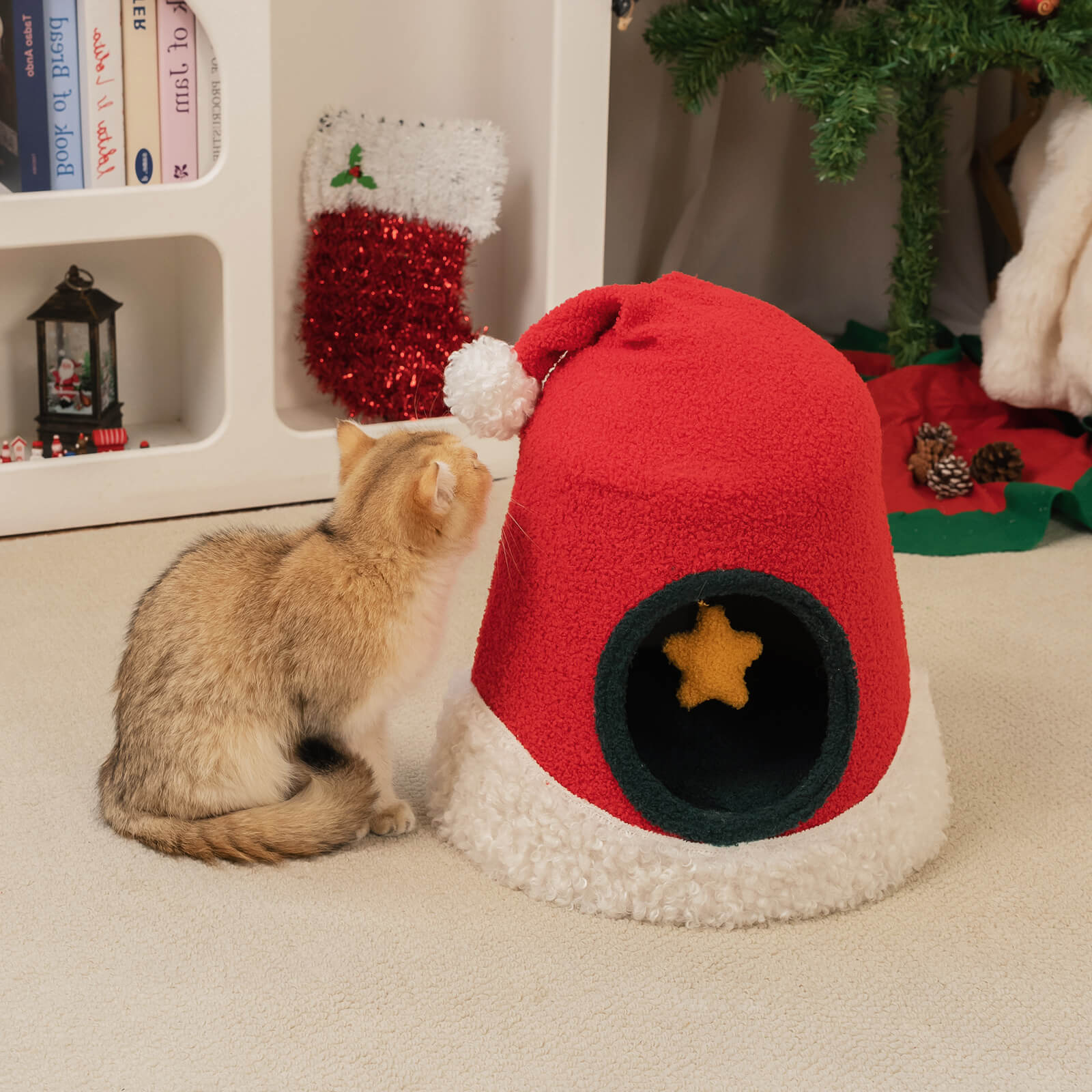 Christmas Santa Hat Cat Bed