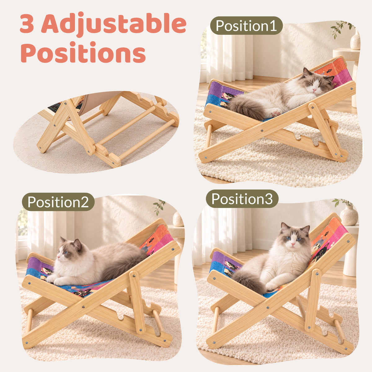Foldable Cat Lounge Chair With Scratching Surface