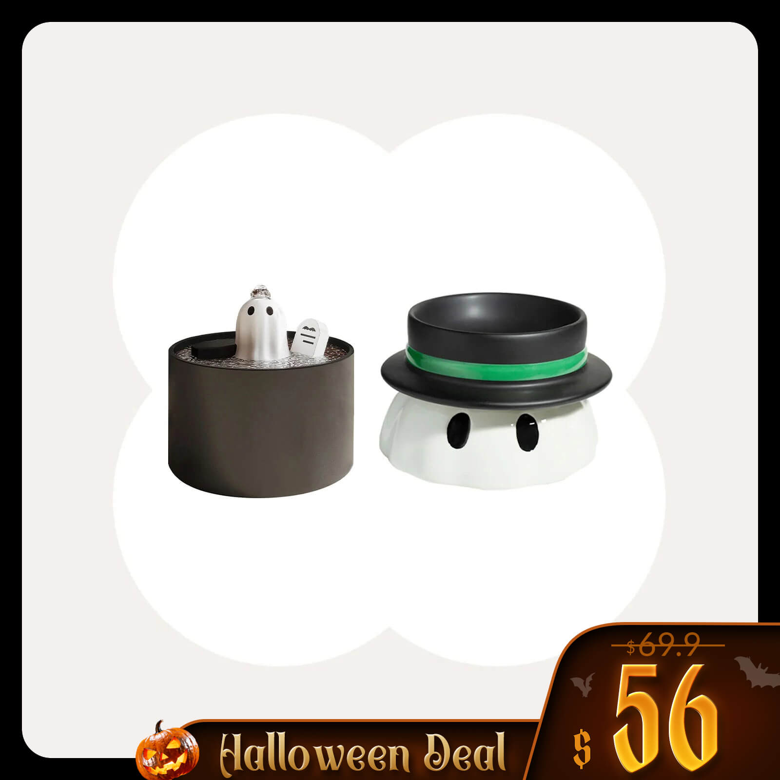 50oz/1.5L Ghost Drinking Fountain-Elevate Your Cat&#39;s Hydration