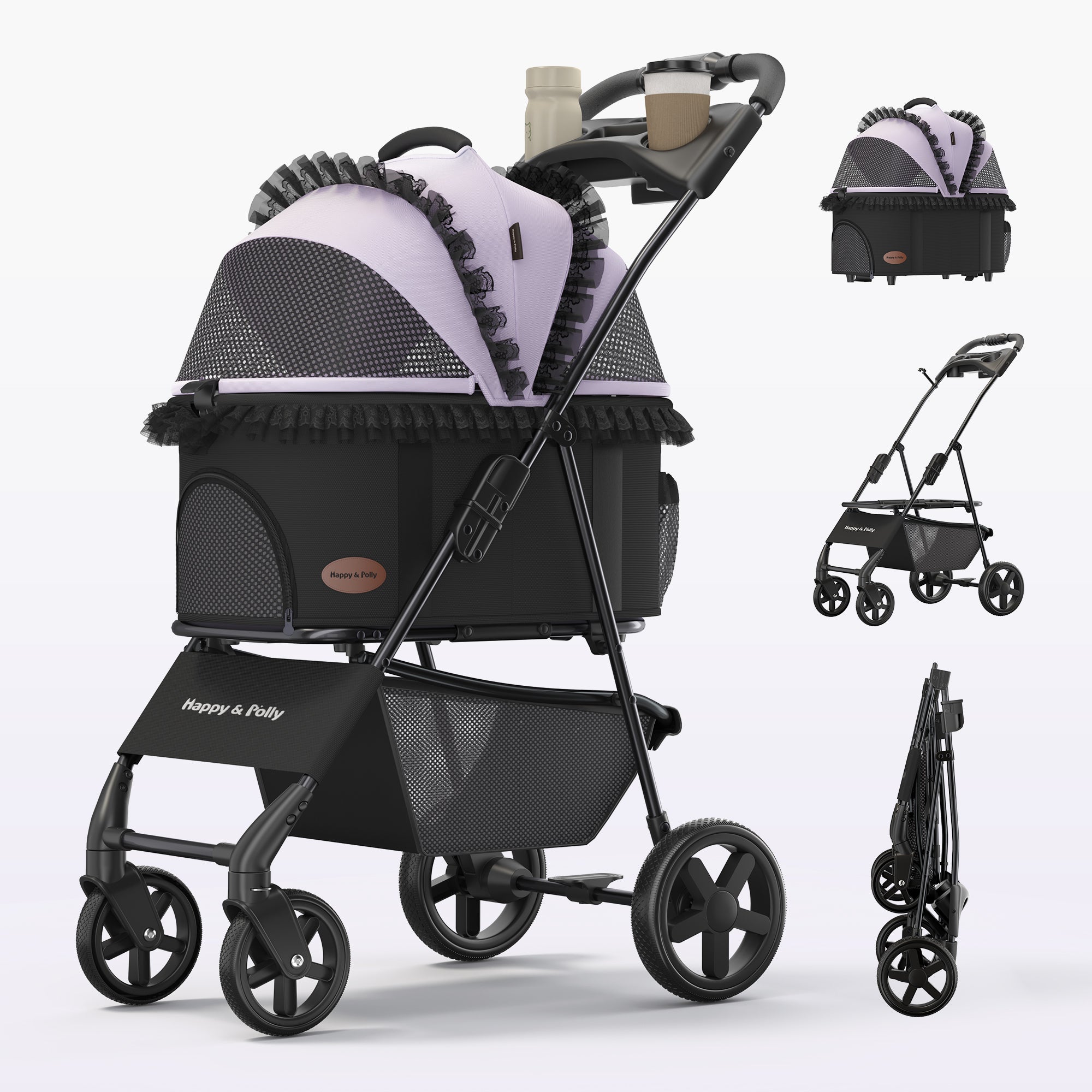 dog stroller under 30 Foldable Pet Stroller with Detachable Carrier – Happy & Polly
