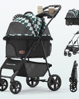 Foldable Pet Stroller with Detachable Carrier