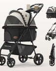 Foldable Pet Stroller with Detachable Carrier