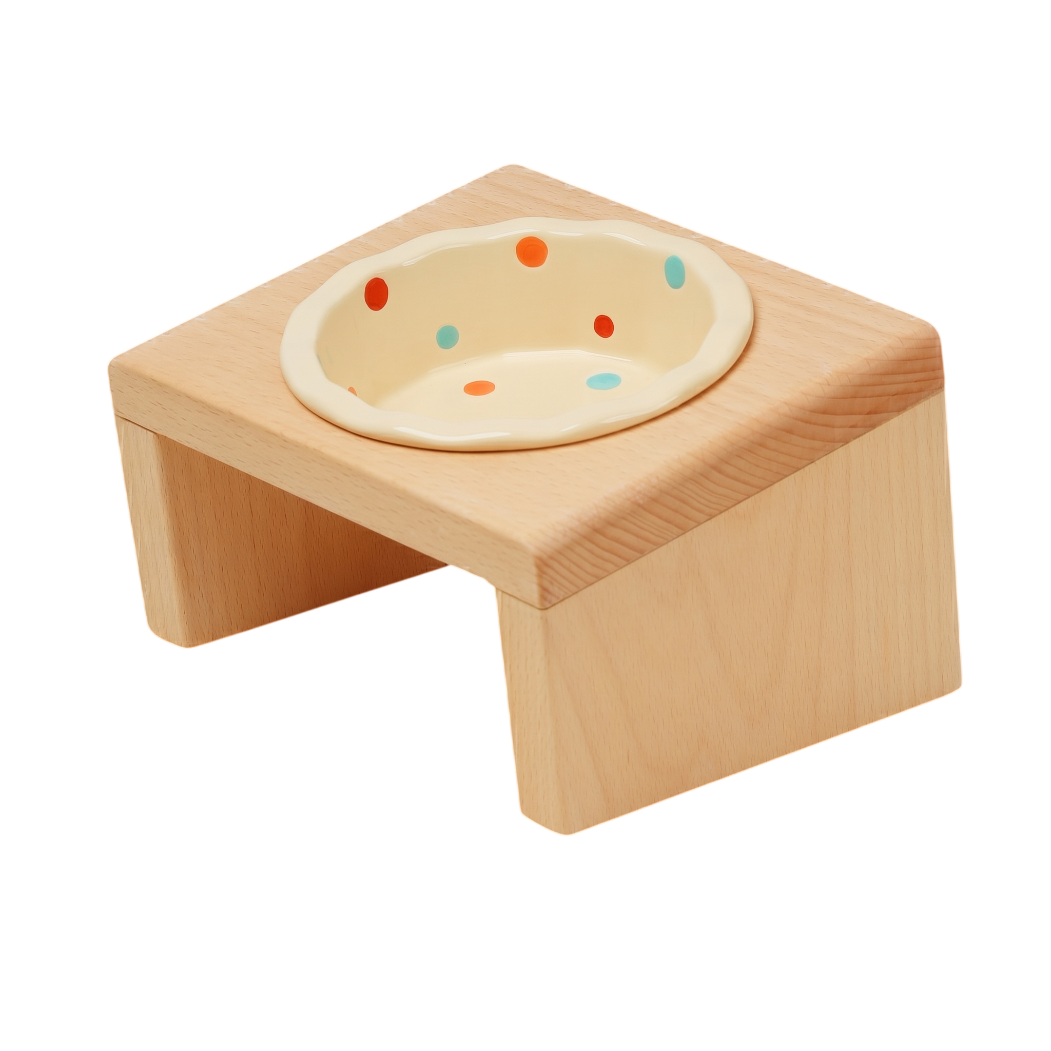 Elevated Wooden Cat Bowl