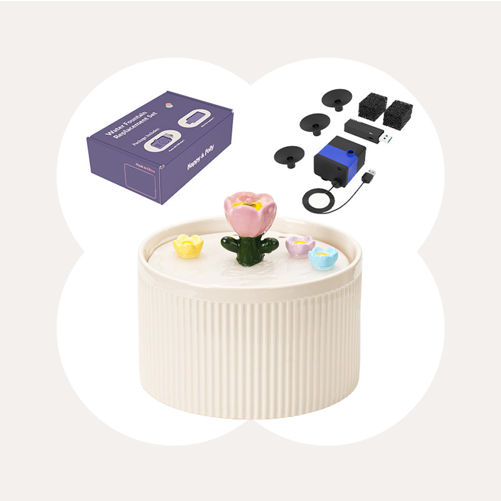 42oz Tulip Garden Cat Water Fountain