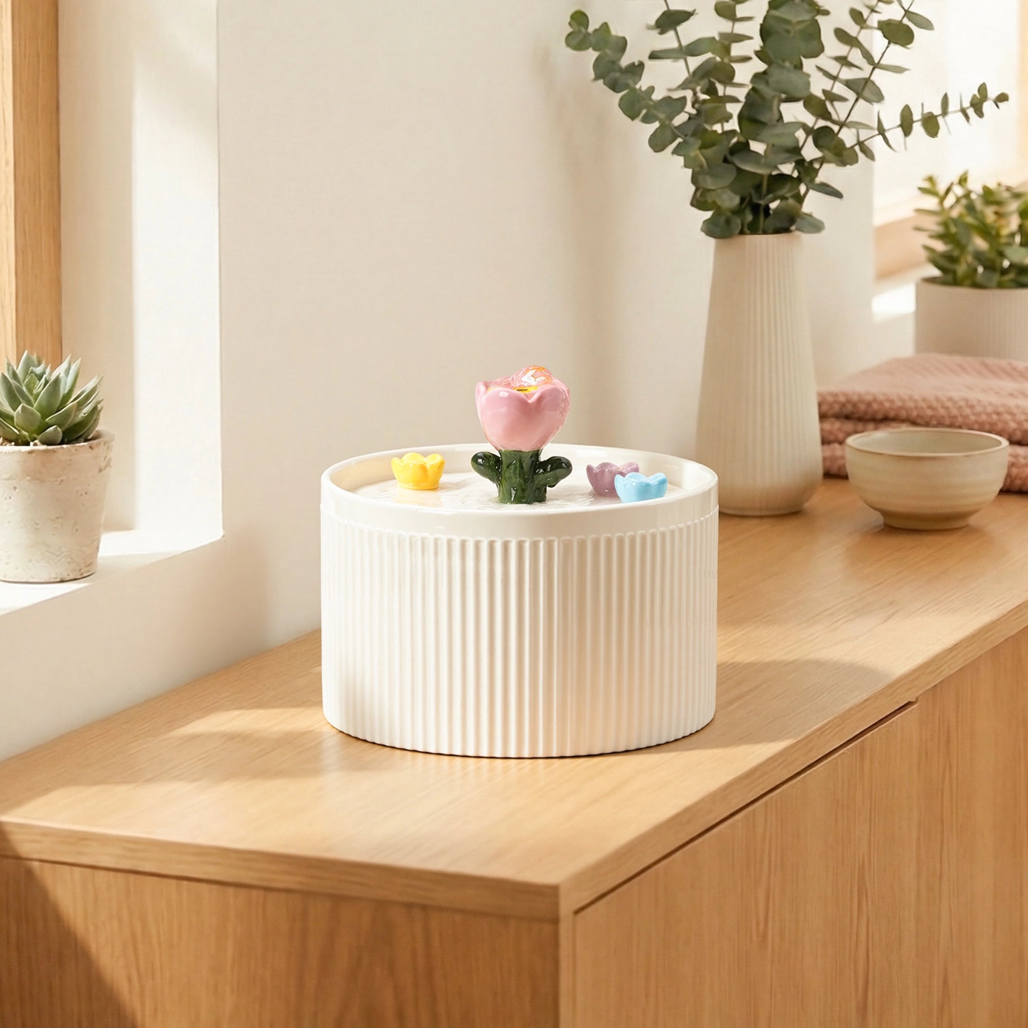 42oz Tulip Garden Cat Water Fountain