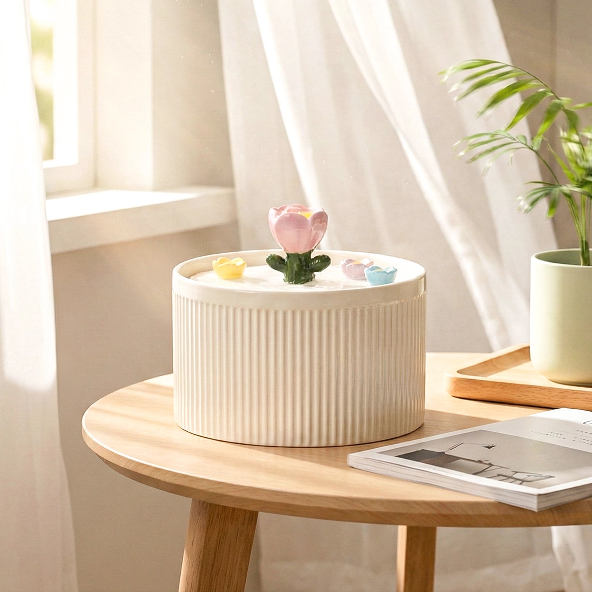 42oz Tulip Garden Cat Water Fountain