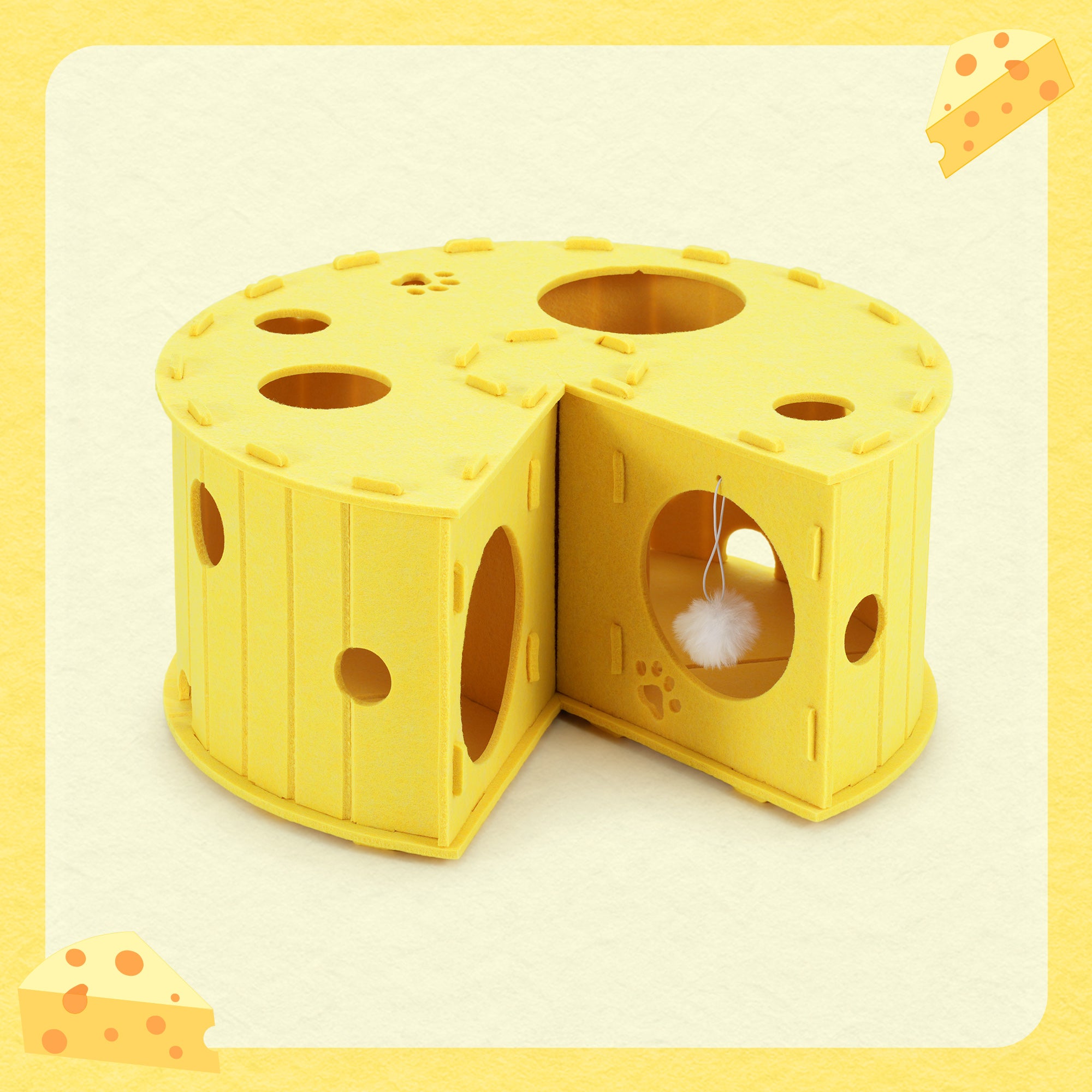 Cheese Hide &amp; Seek Cat Tunnel Bed