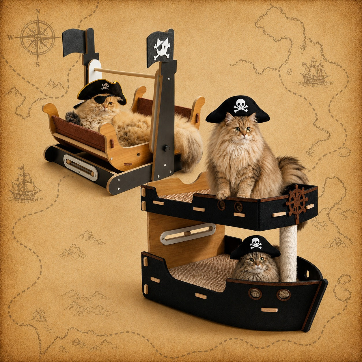 Pirate Ship Cat Bed