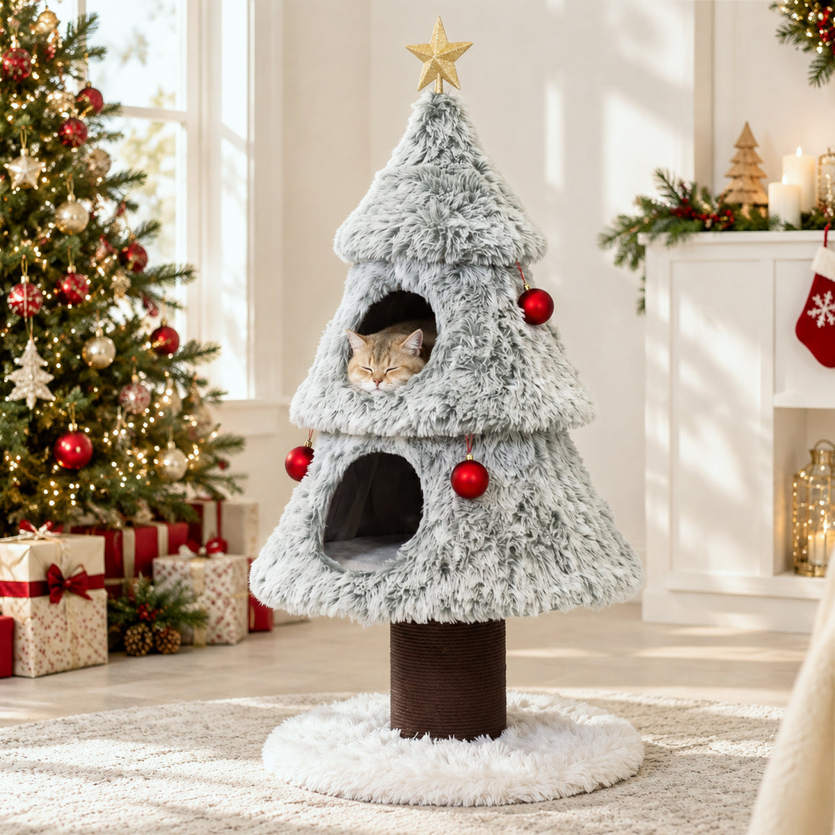 47.2" Decorative Vertical Christmas Tree-Style Cat Tree
