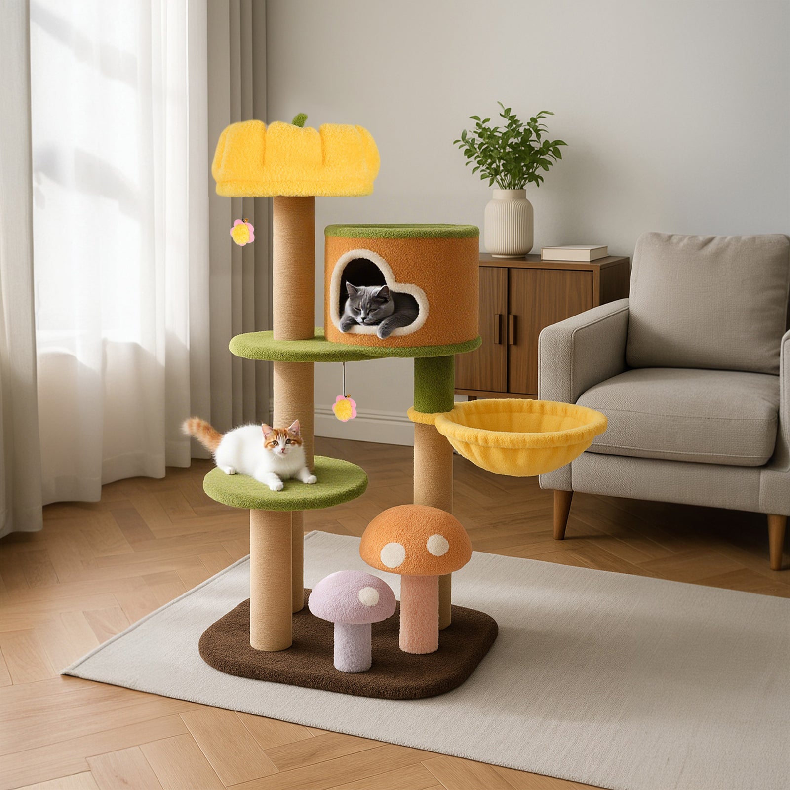 Upgraded Jungle Haven Cat Tree – Happy & Polly