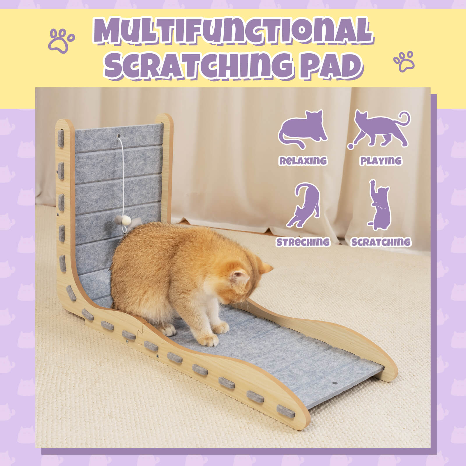 Modern Felt L-Shape Cat Scratcher – Happy & Polly