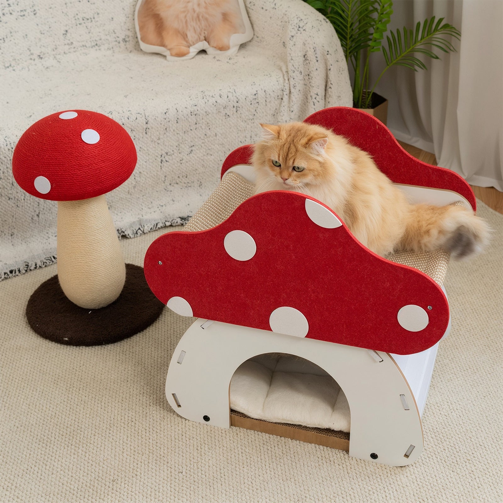 Mushroom Loft – Cat Bed &amp; Scratcher Combo