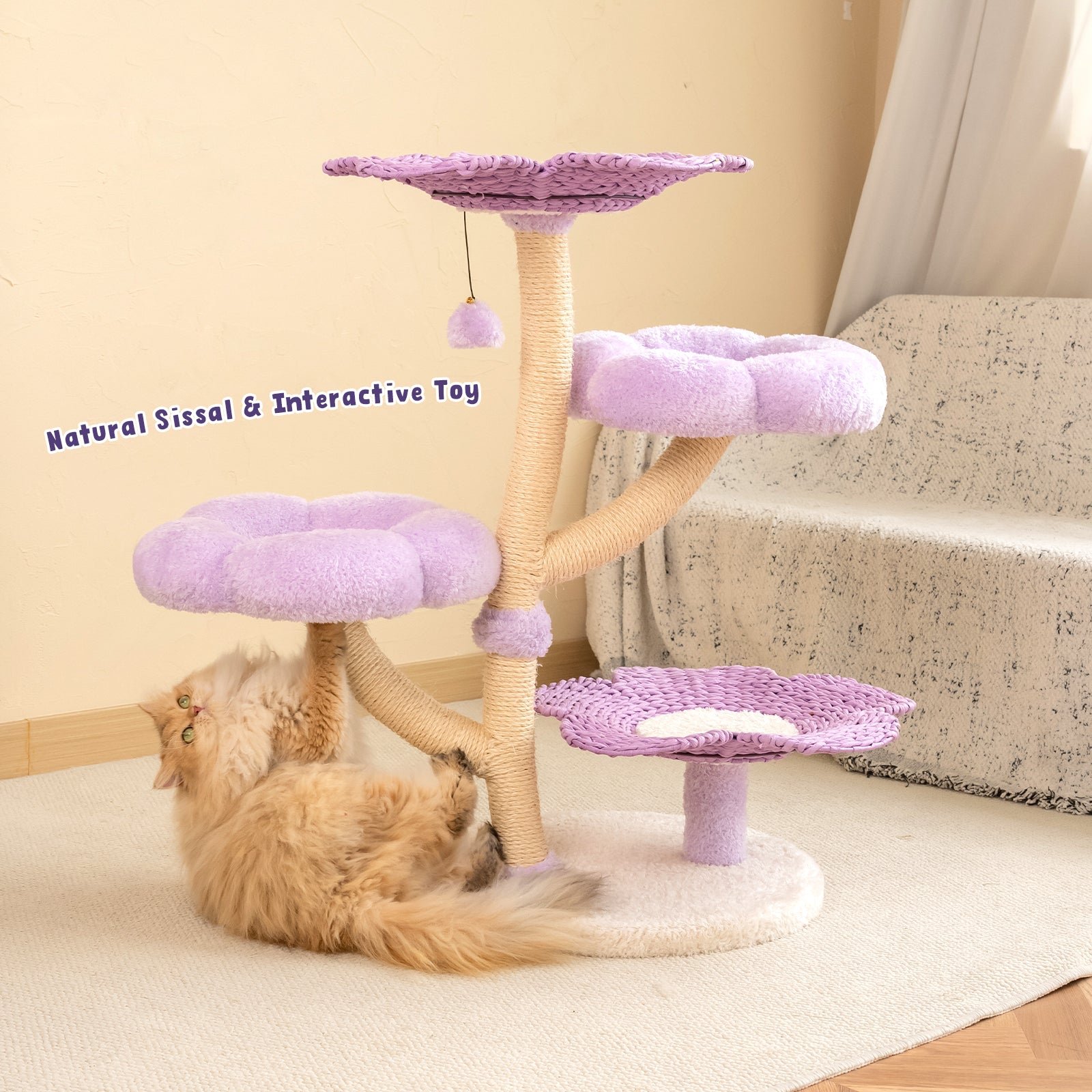 Purple Woven Flower Cat Tree – Happy & Polly