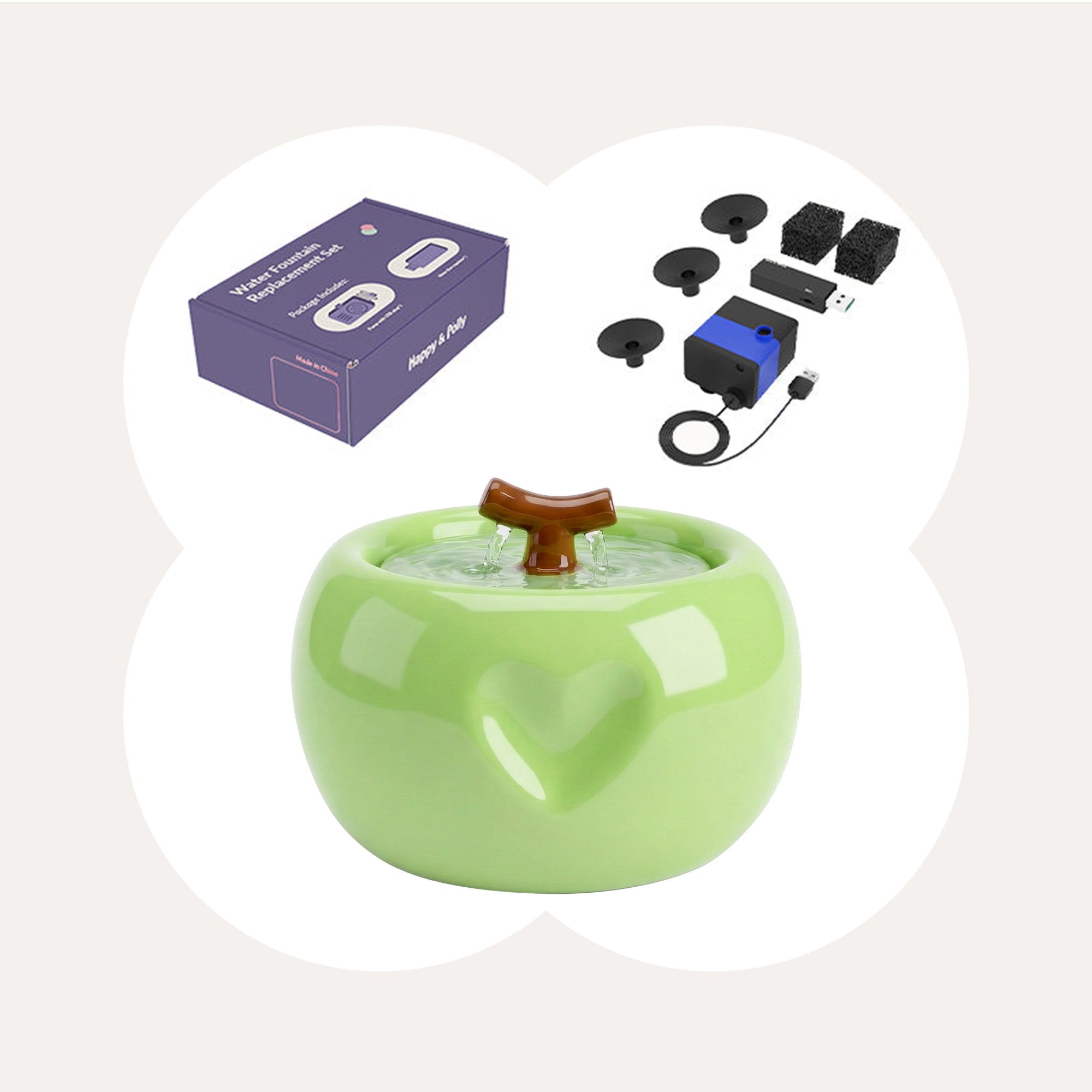 50oz Love Apple Cat Water Fountain