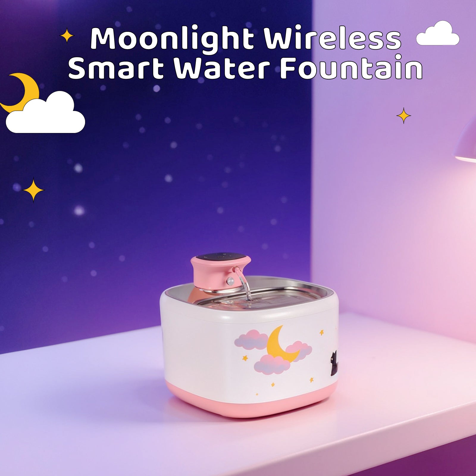 71oz Moonlight Wireless Smart Water Fountain