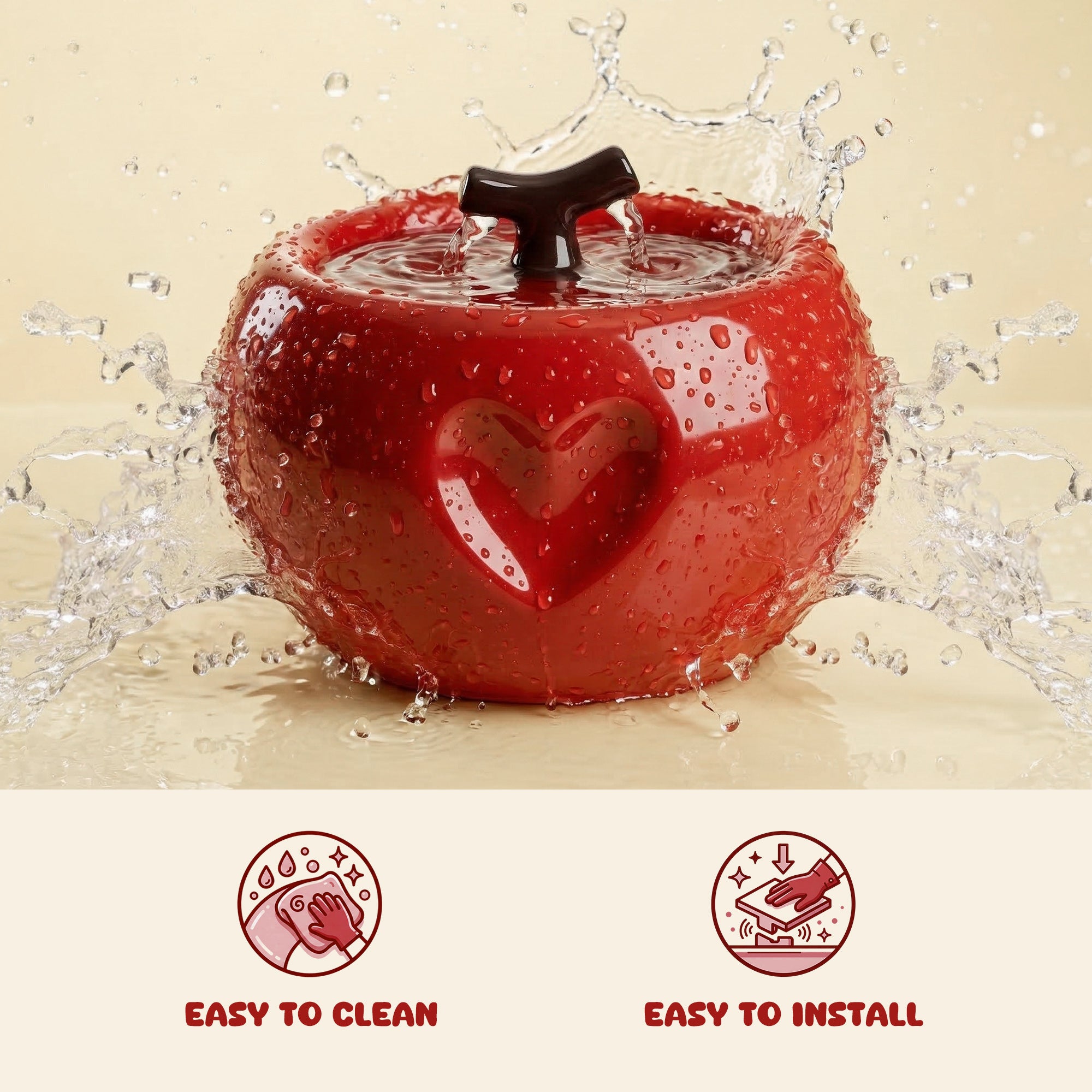 50oz Love Apple Cat Water Fountain