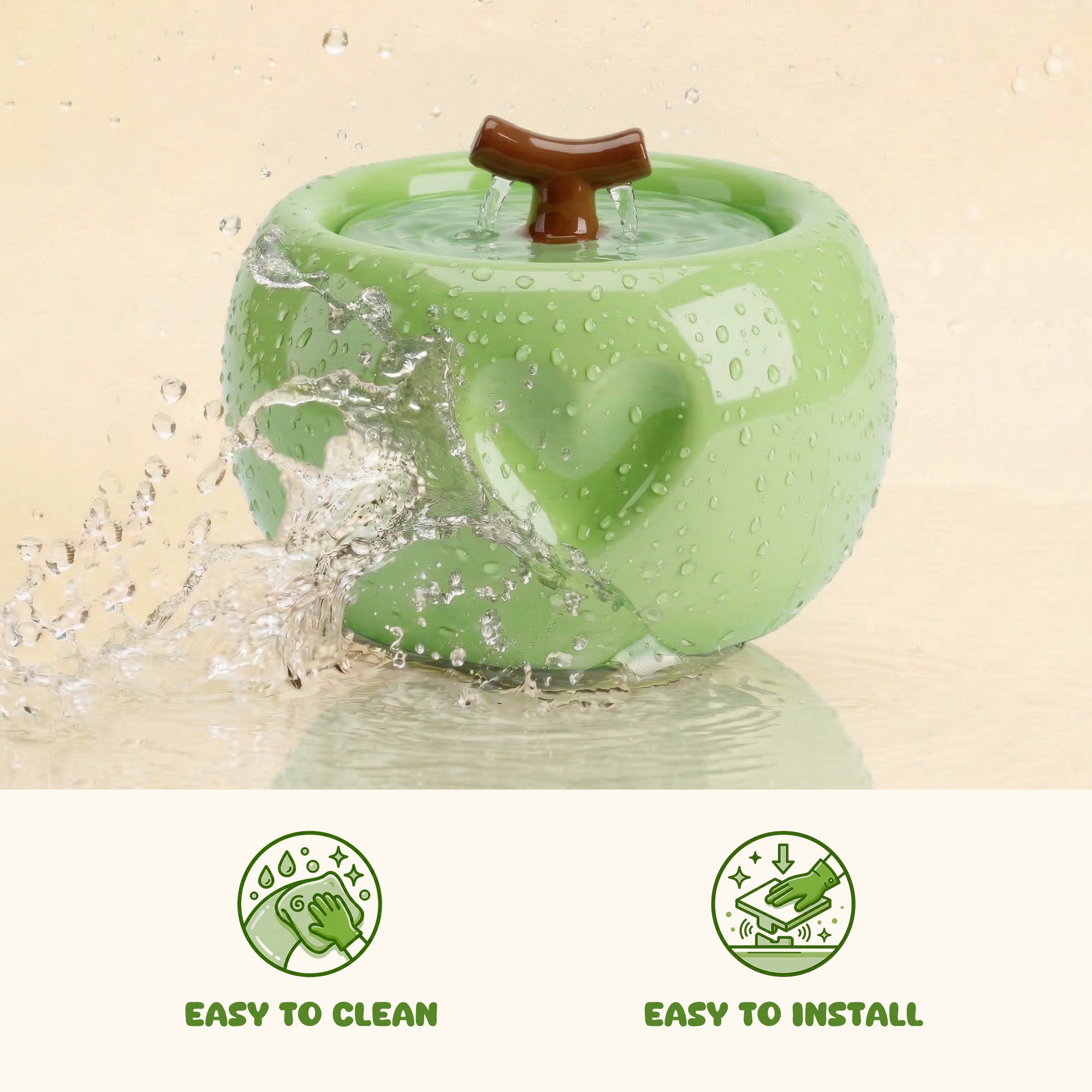 50oz Love Apple Cat Water Fountain