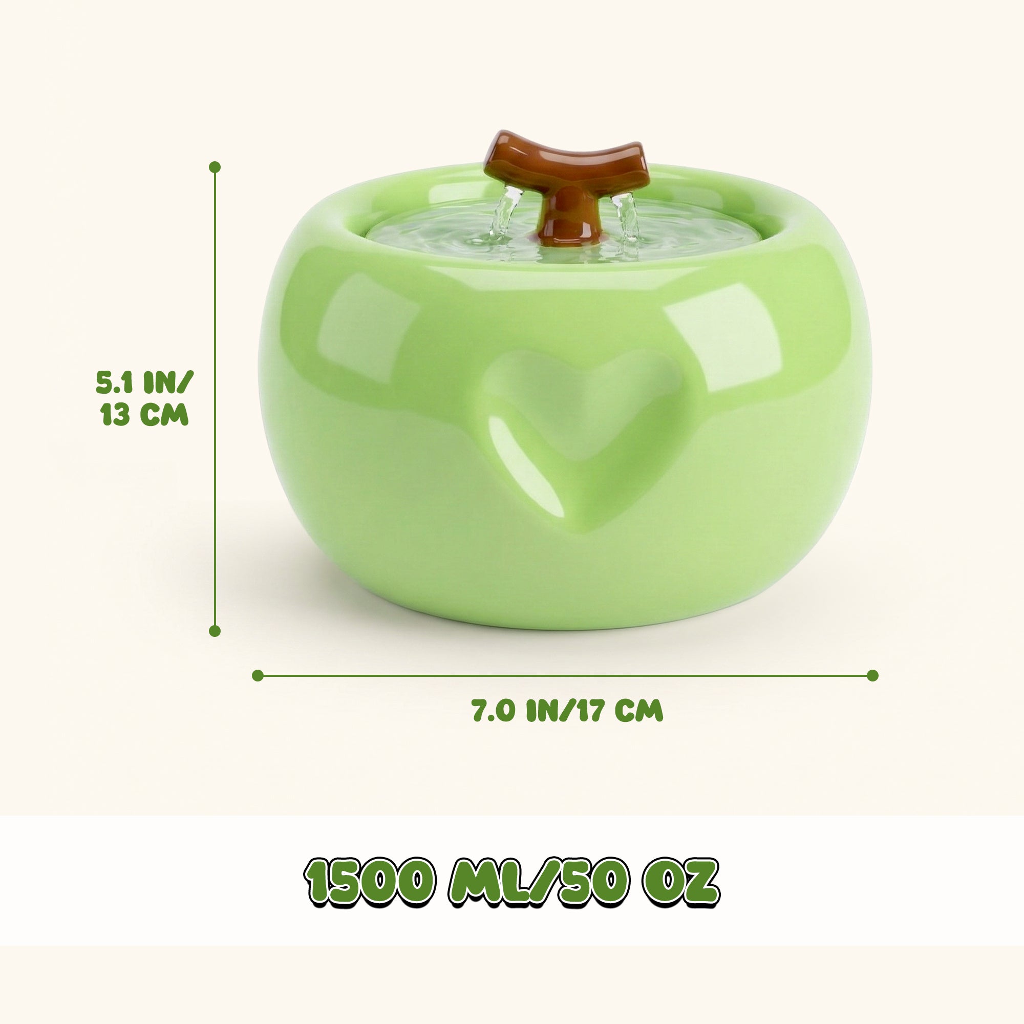 50oz Love Apple Cat Water Fountain
