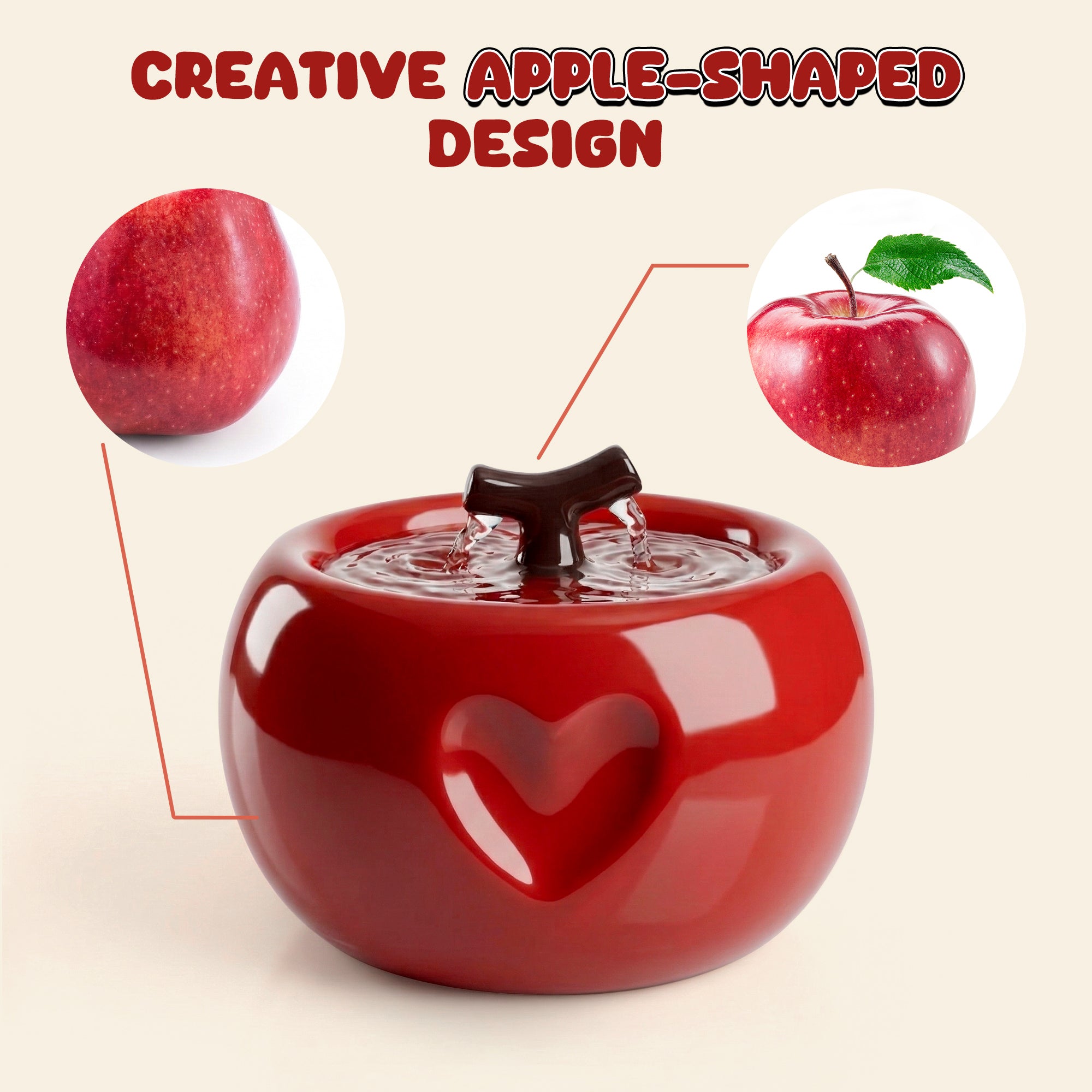 50oz Love Apple Cat Water Fountain