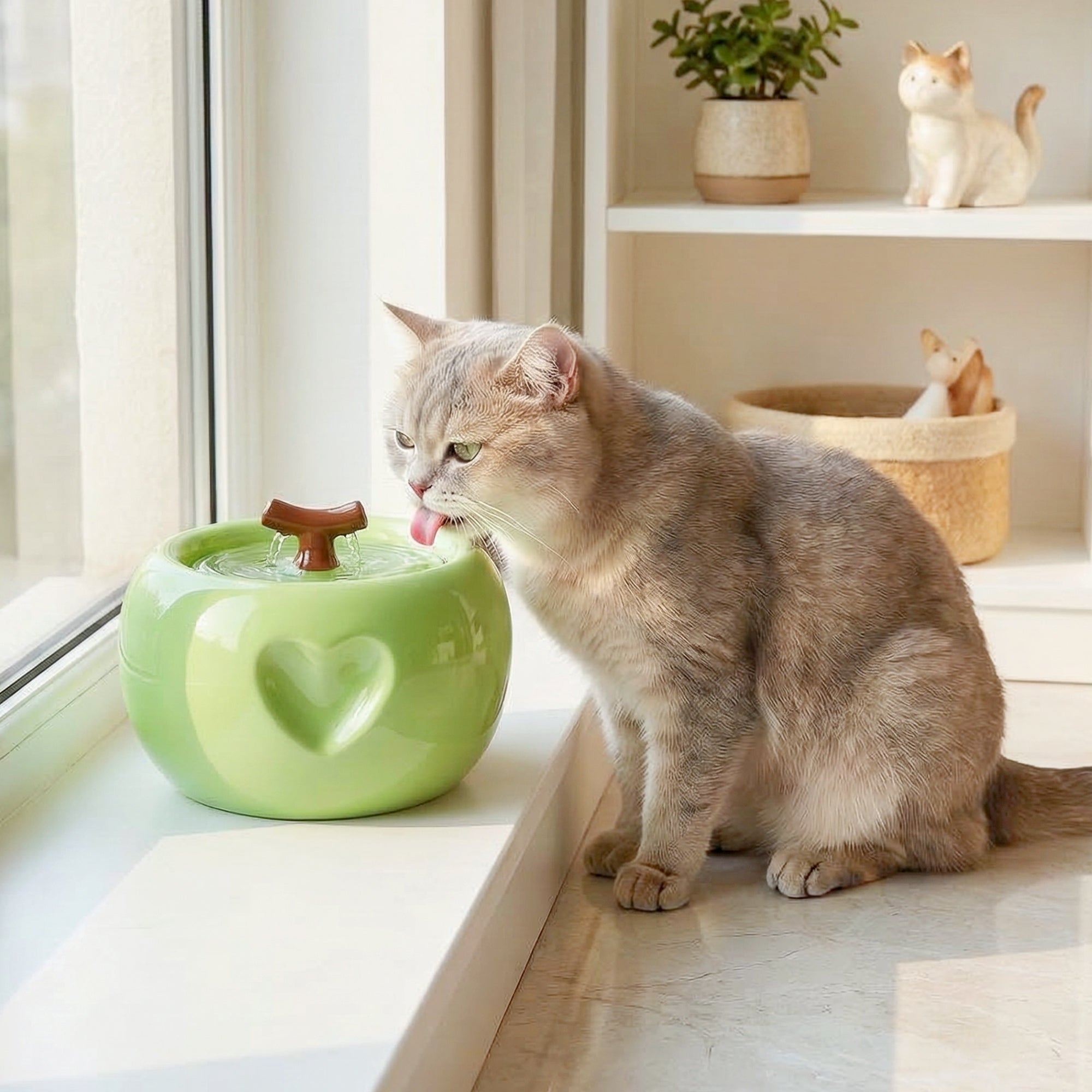 50oz Love Apple Cat Water Fountain
