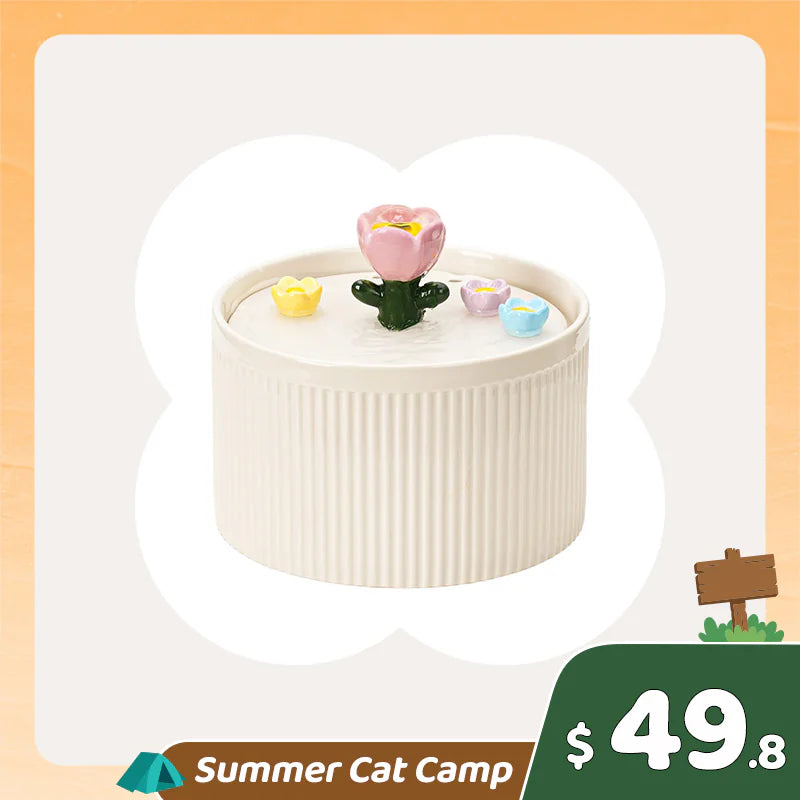 42oz Tulip Garden Cat Water Fountain