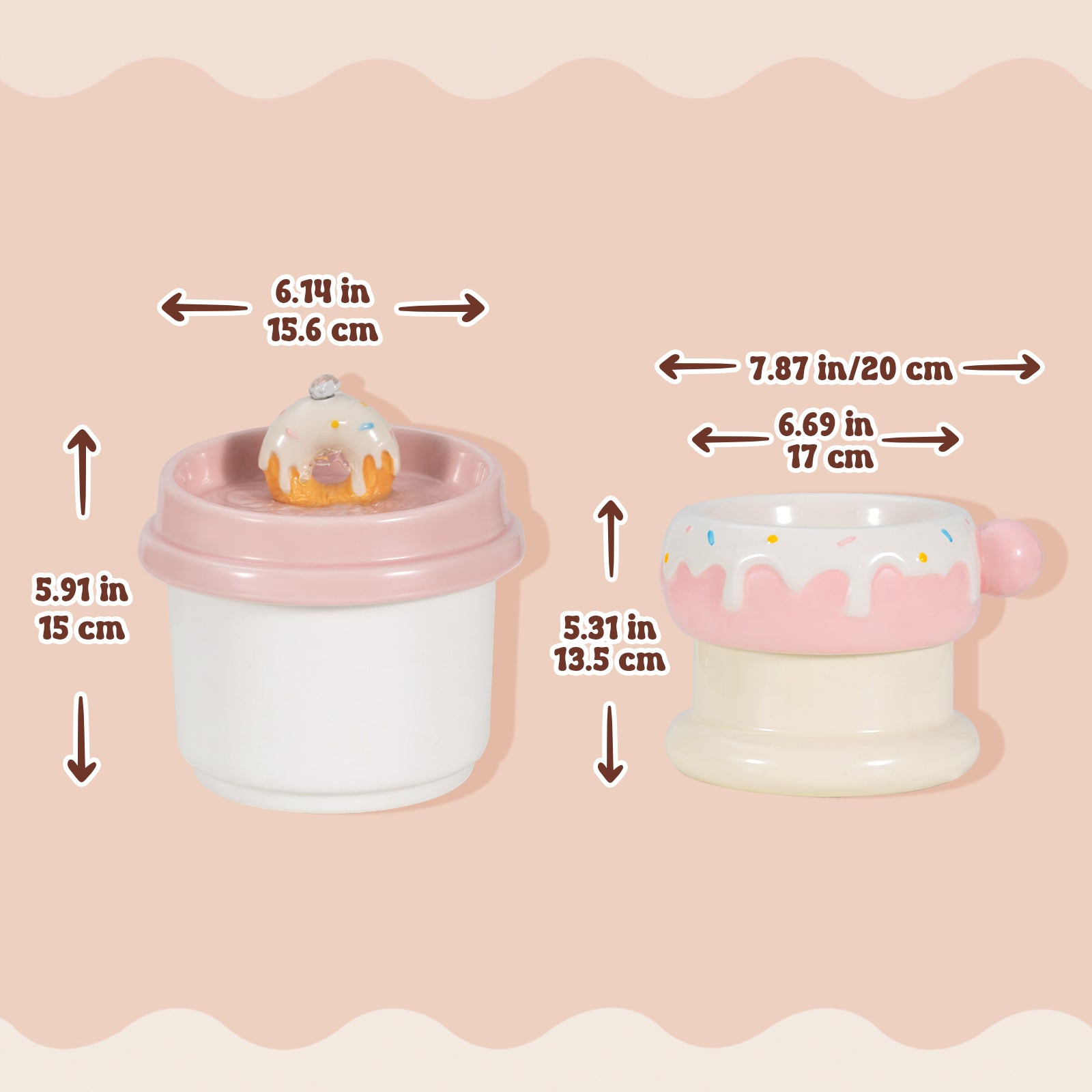 27oz Donut Style Cat Bowl Set