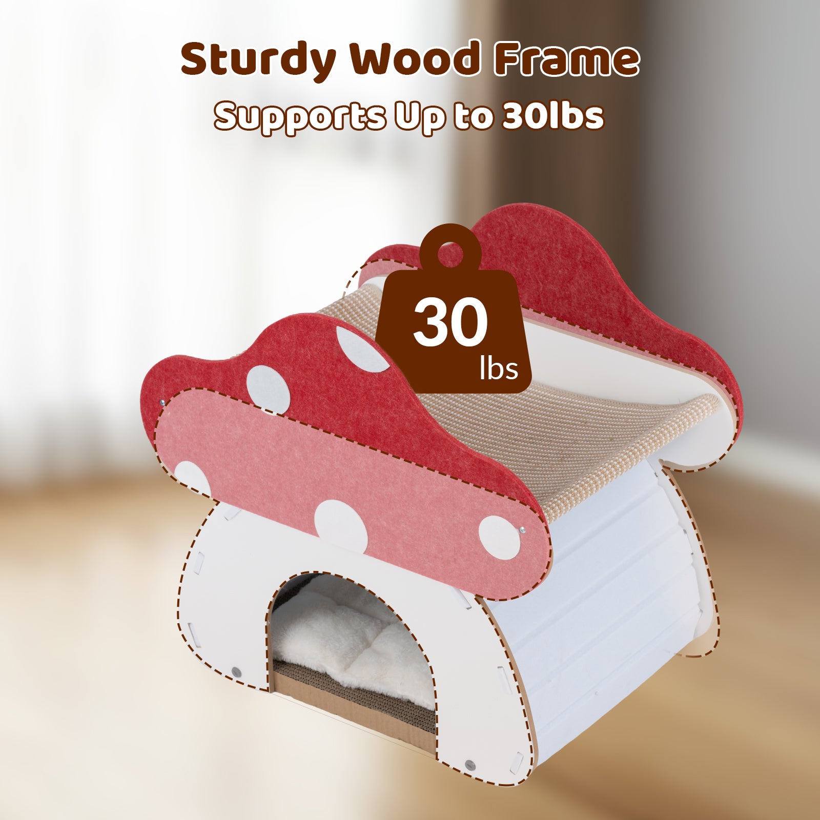 Mushroom Loft – Cat Bed &amp; Scratcher Combo