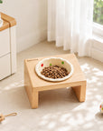 Elevated Wooden Cat Bowl