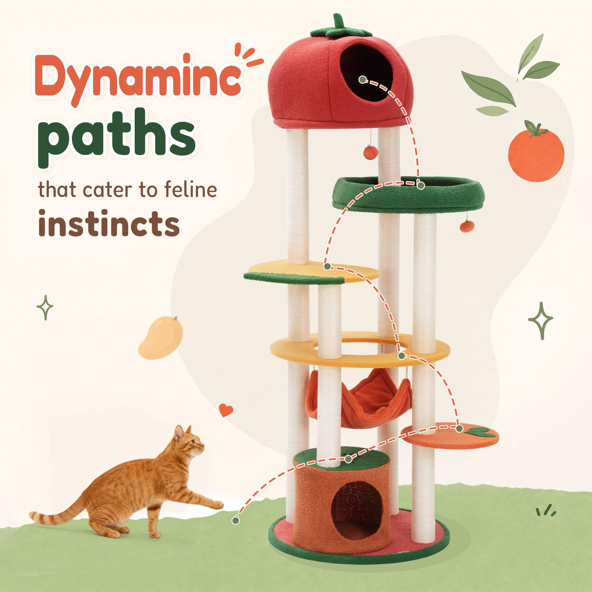 71" Fruit World Multi-Cat Tree