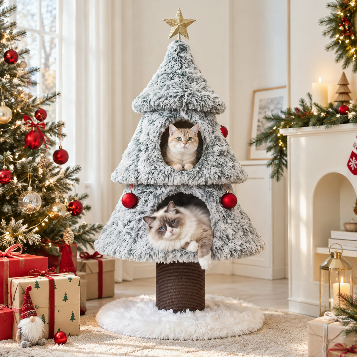 47.2" Decorative Vertical Christmas Tree-Style Cat Tree