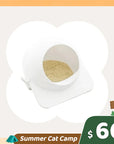 Space Capsule Semi-Enclosed Cat Litter Box with Scoop