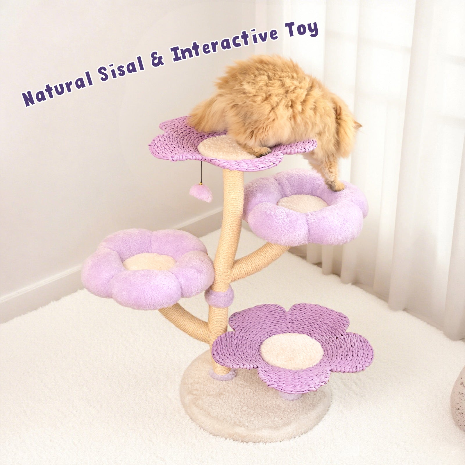 Purple Woven Flower Cat Tree – Happy & Polly