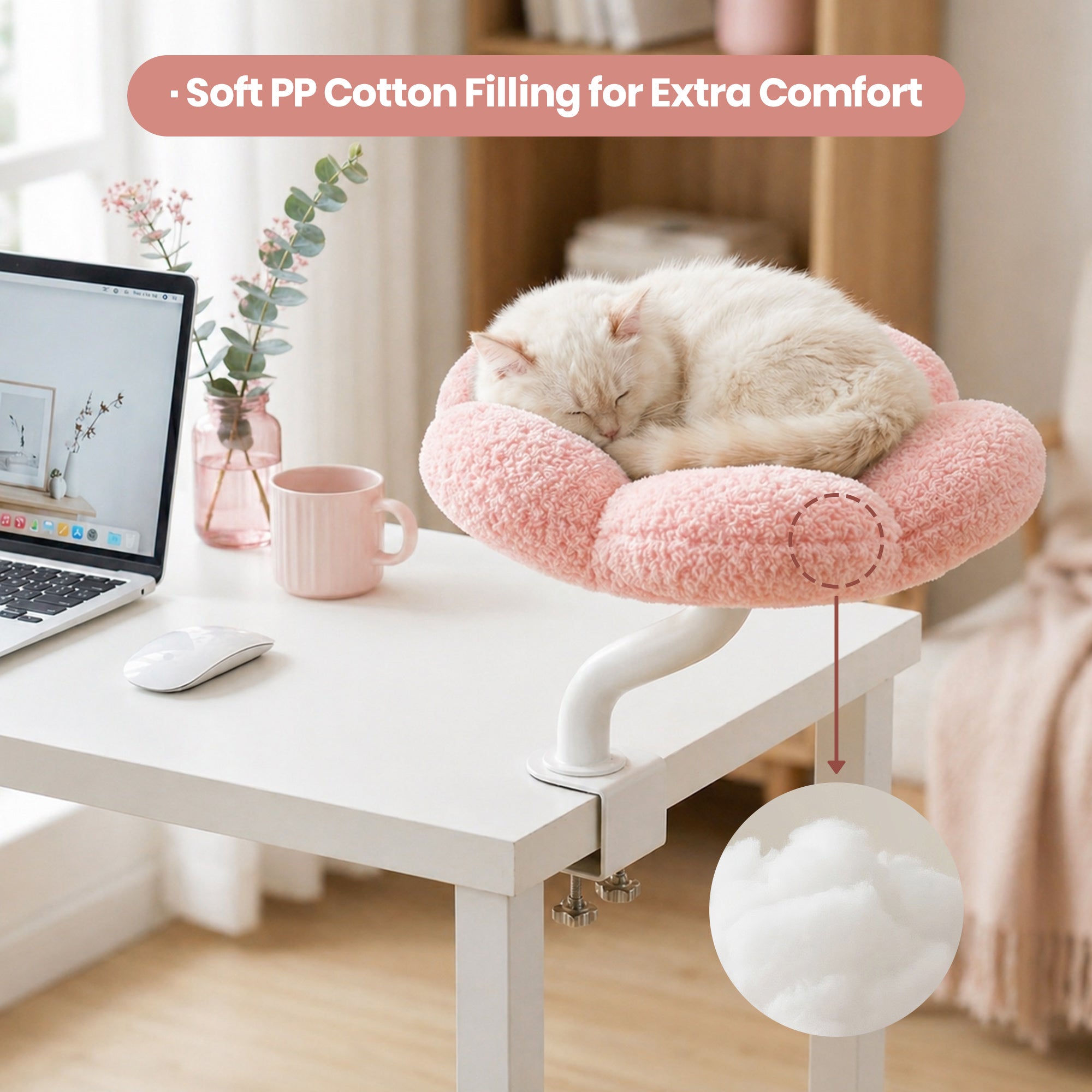Cozy Flower Desk Cat Bed