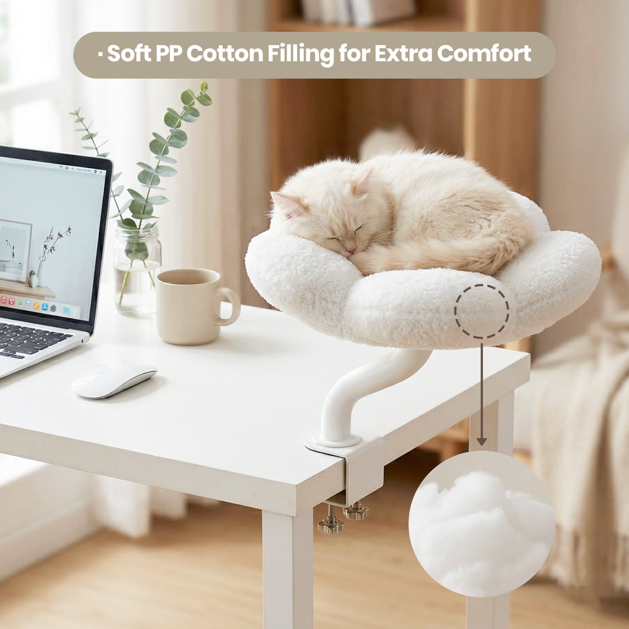 Cozy Flower Desk Cat Bed