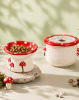 3.4oz Mushroom Picnic Ceramic Cat Bowl