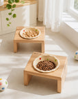 Elevated Wooden Cat Bowl