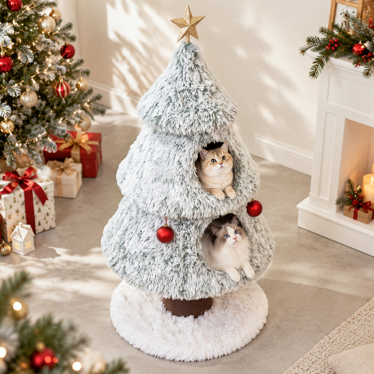 47.2" Decorative Vertical Christmas Tree-Style Cat Tree