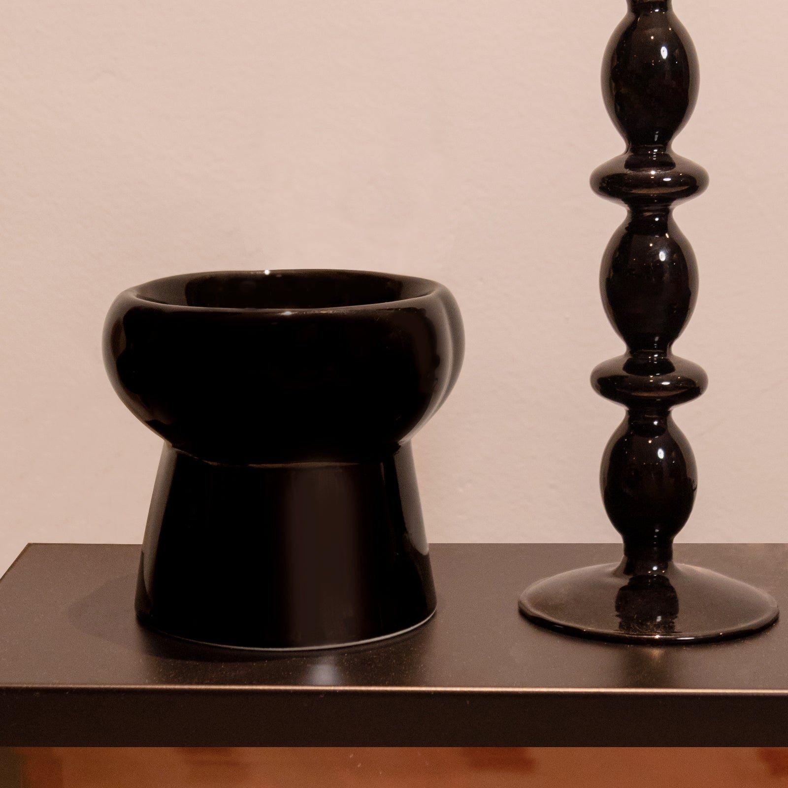 Black Ceramic Cat Bowl-For Round Faces