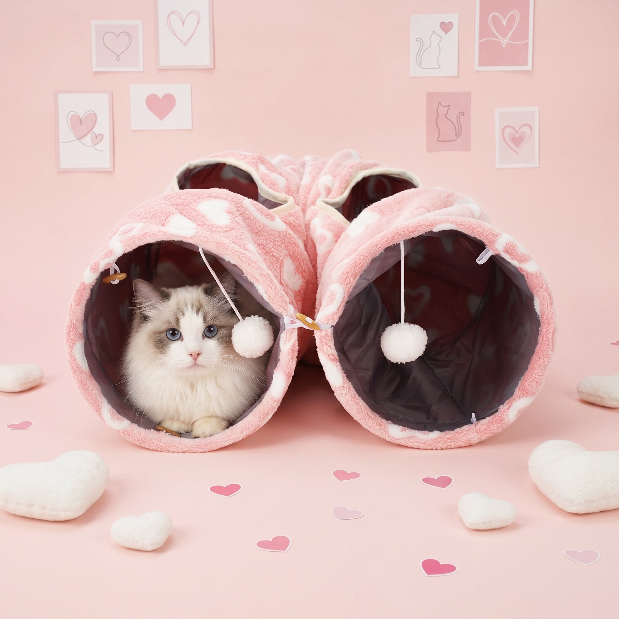 Sweetheart Snuggle Cat Tunnel Bed