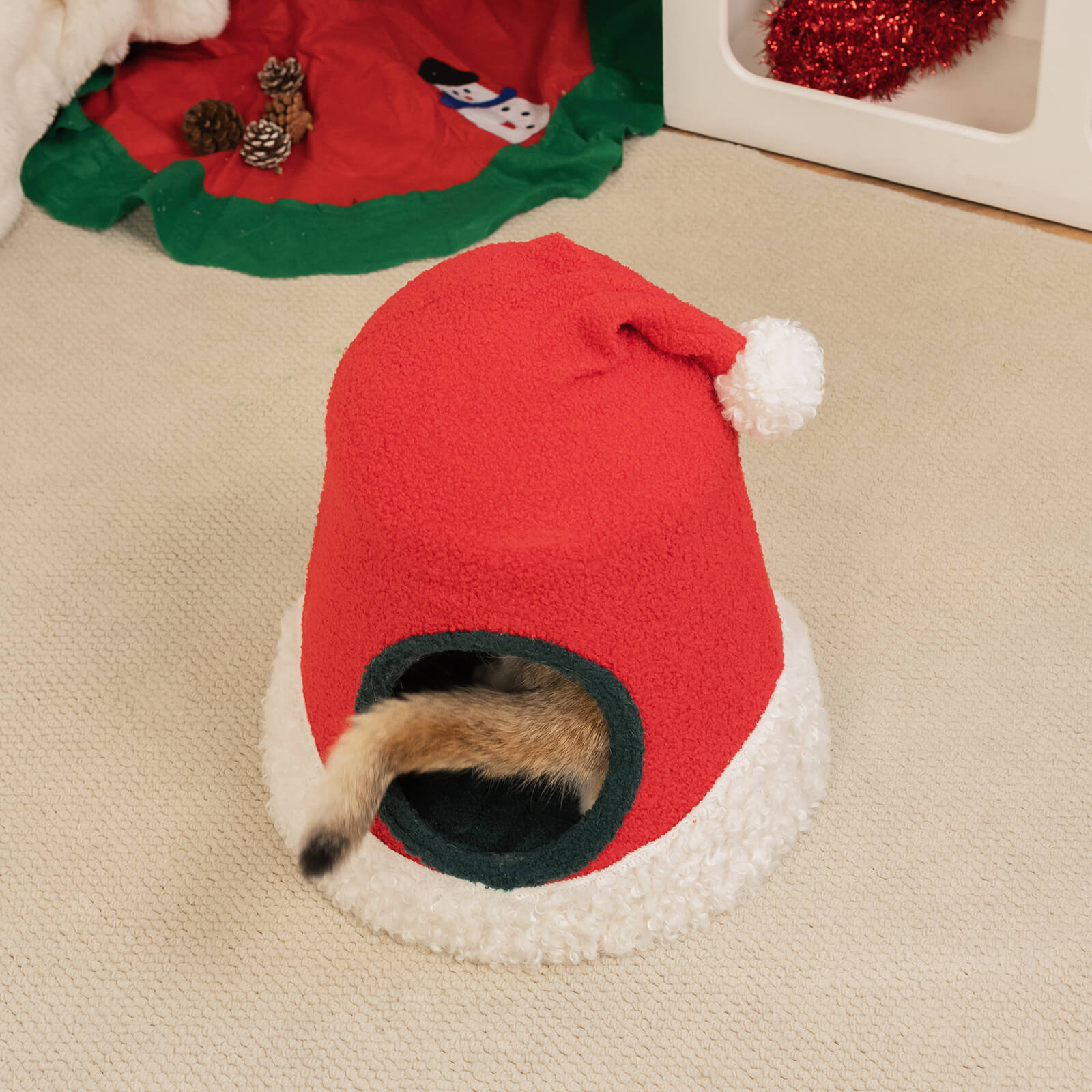 Christmas Santa Hat Cat Bed