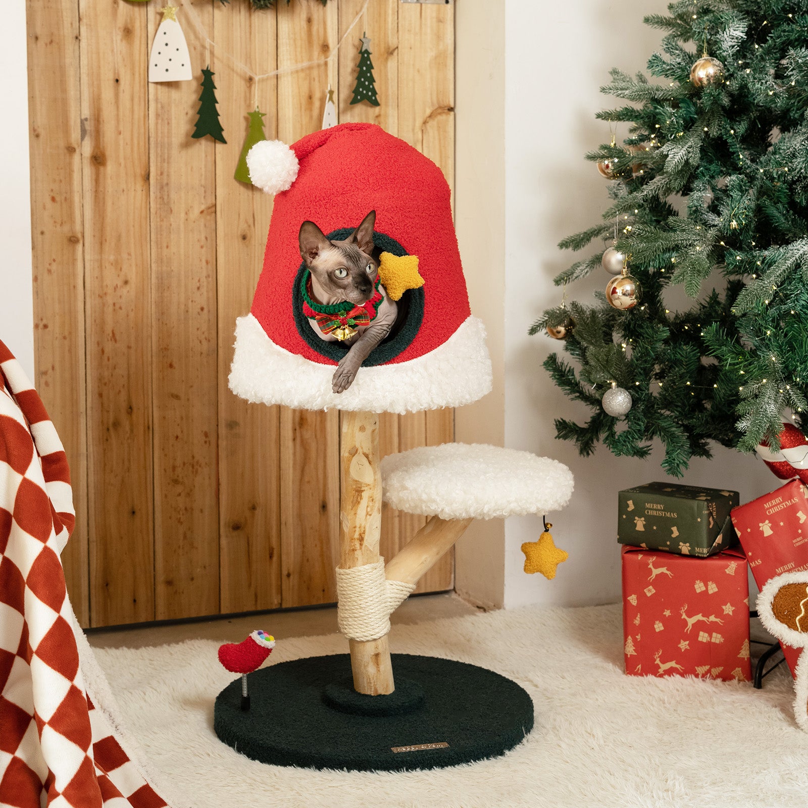 Santa Hat Cat Tree