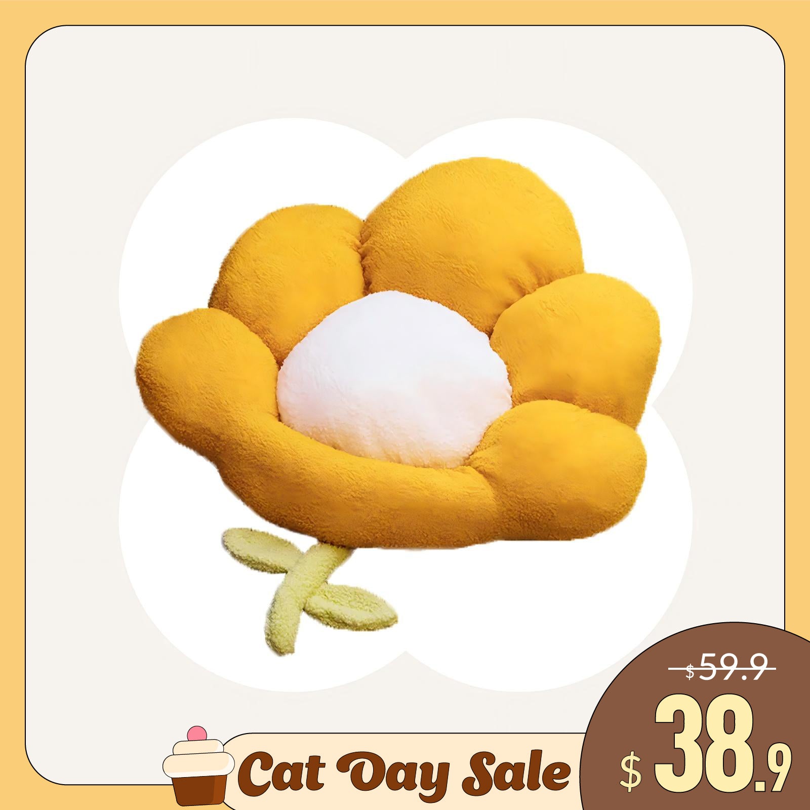 Orange Flower Cat Bed