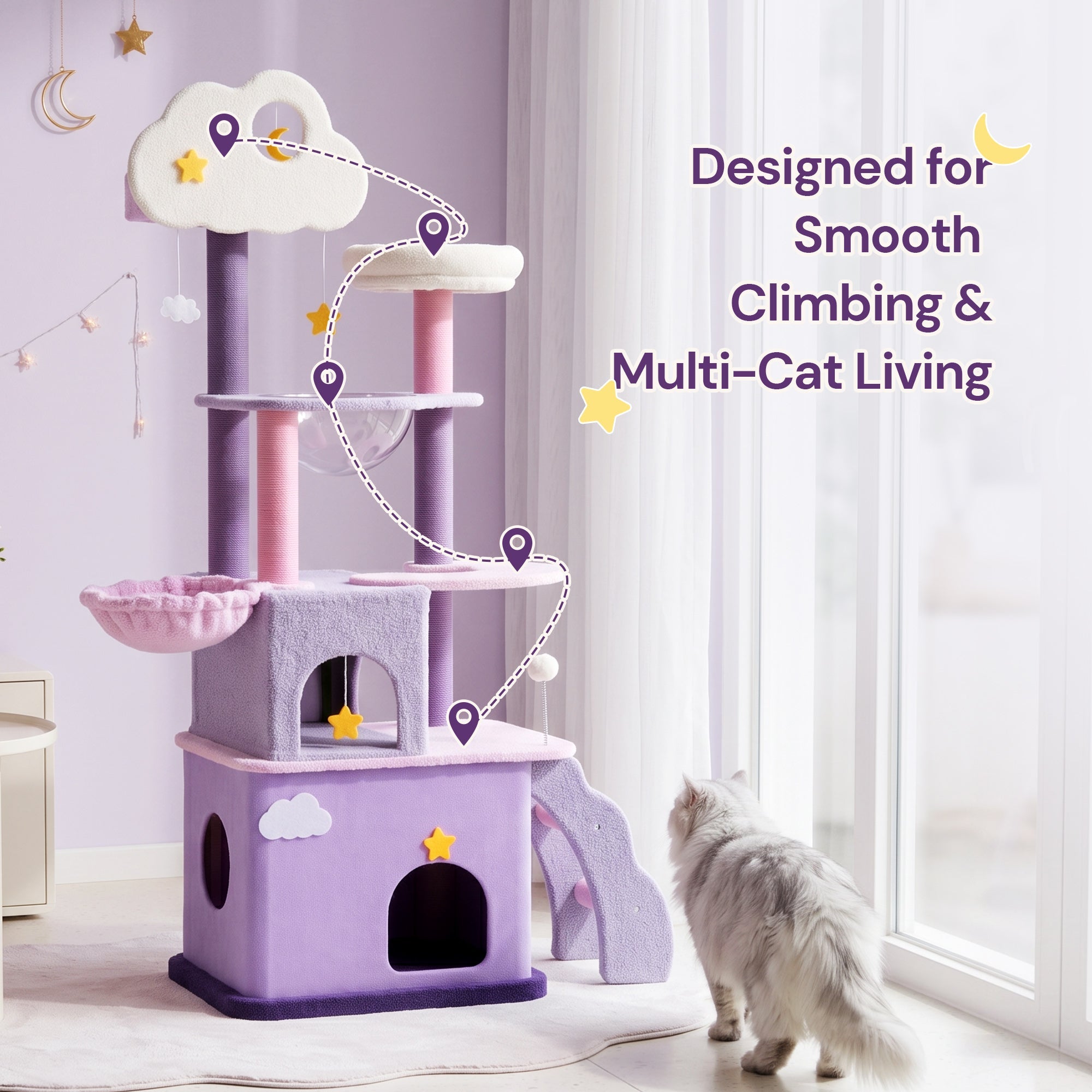 70 inch Moonlight Palace Cat Tree smooth climbing route