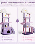 70 inch Moonlight Palace Cat Tree open and enclosed condo modes