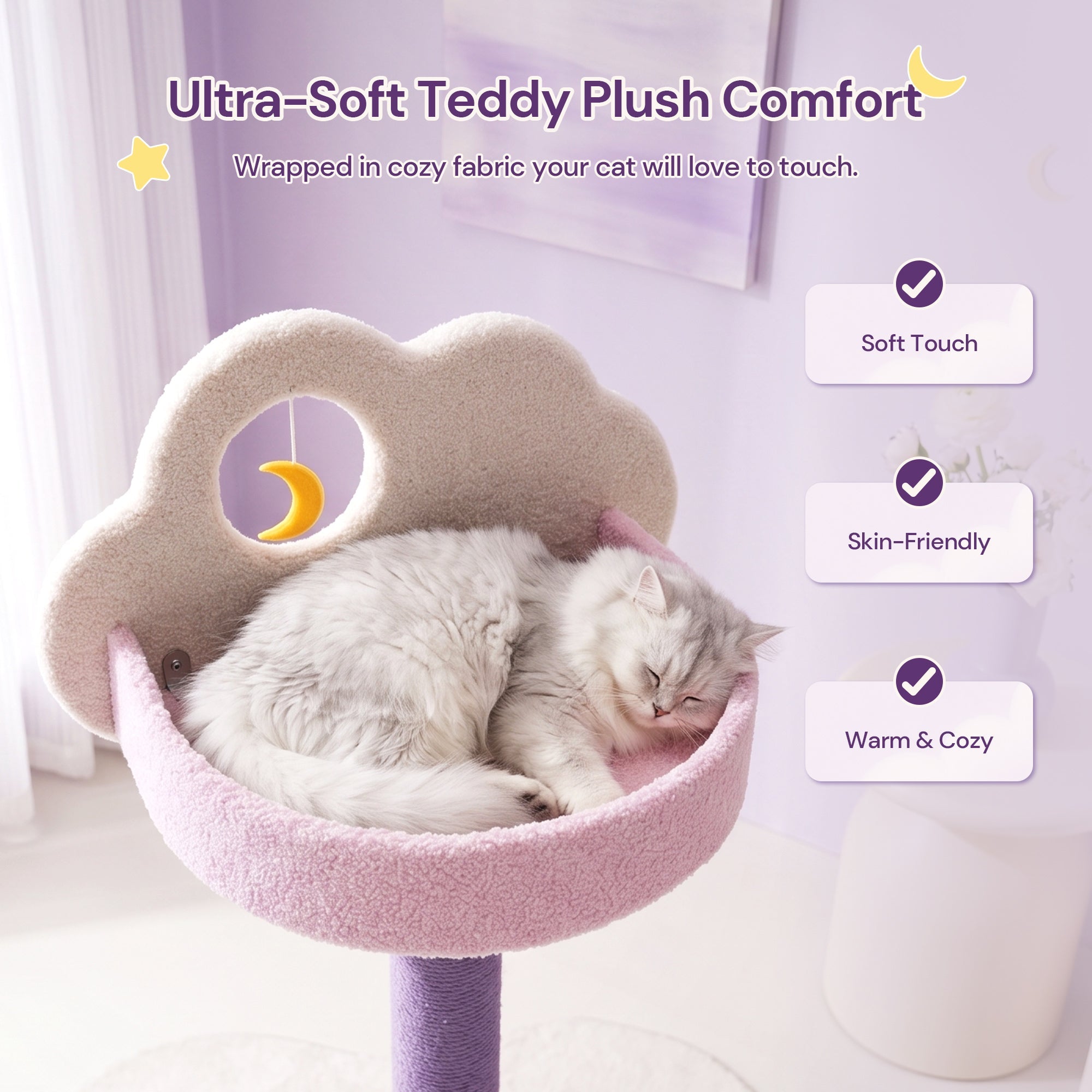70 inch Moonlight Palace Cat Tree ultra soft teddy plush comfort