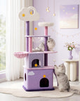 70 inch Moonlight Palace Cat Tree with cats playing