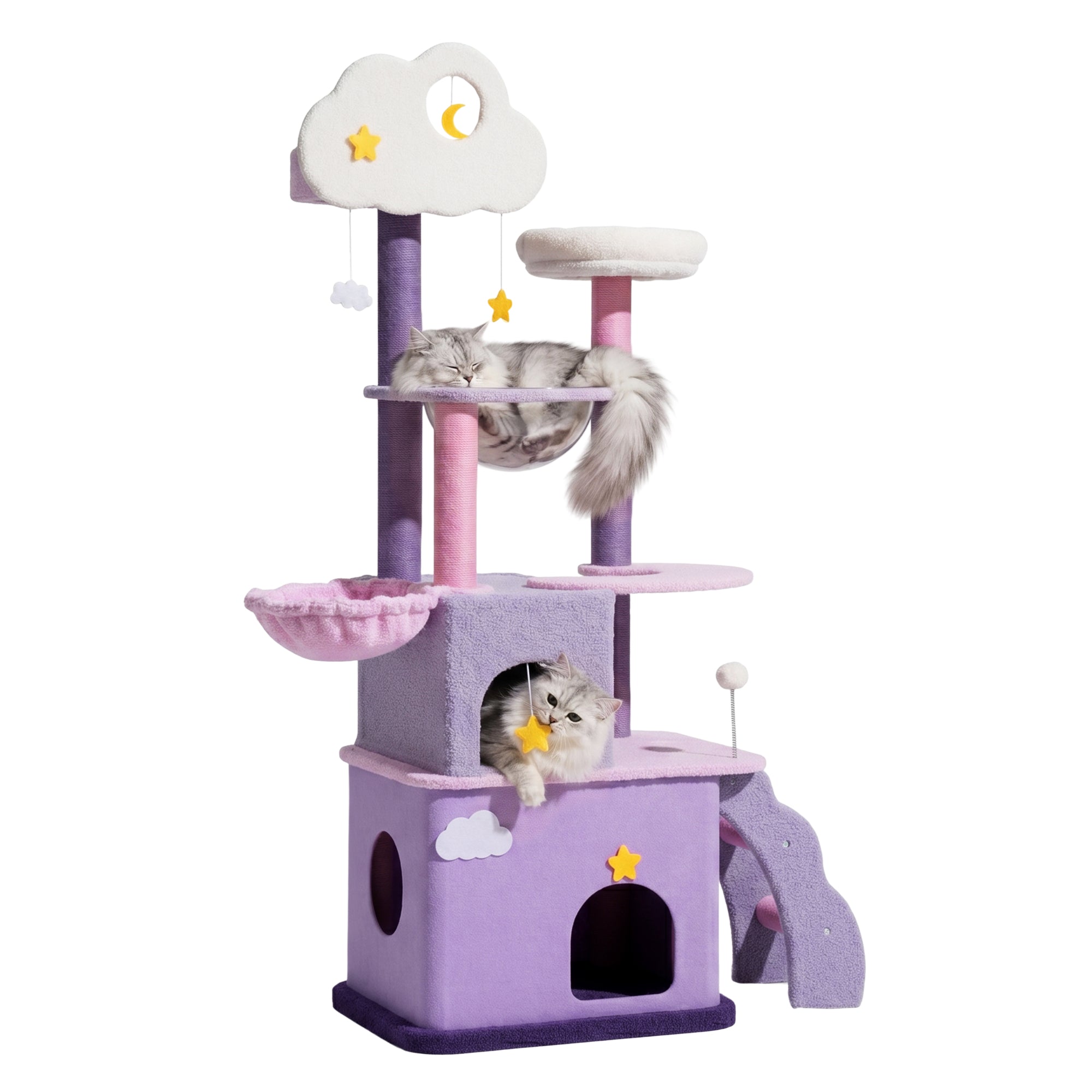 70 inch Moonlight Palace Cat Tree product view with cats